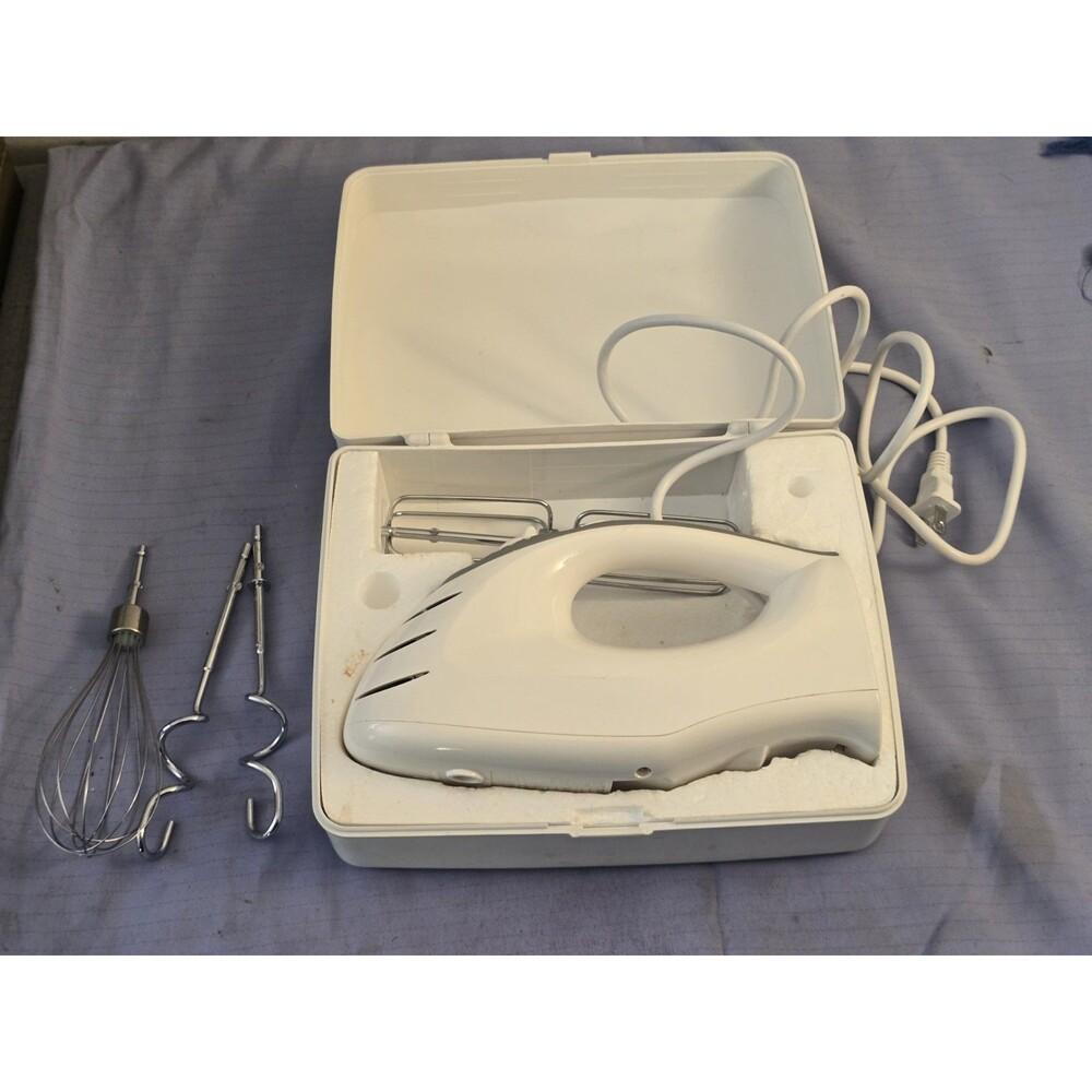 GE 6-Speed Digital Hand Mixer with Hard Storage Case & Attachments